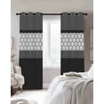 thumbnail image 3 of Black Morocco Blackout Curtains, Light Blocking Print Window Curtains, Grey Striped Middle Century Patterned Thermal Insulated Window Drapes for Living Room Kitchen Cafe 2 Panels, 55"W x 39"L, 3 of 9