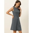 thumbnail image 3 of DARING DIVA Houndstooth Plaid Sleeveless Fit Flare Knit Dress XL Navy Blue, 3 of 6