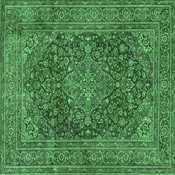 Ahgly Company Indoor Square Persian Emerald Green Traditional Area Rugs, 8' Square