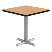 Pemberly Row 30" Square Dining Table - 29in H - Natural Top - Silver Base