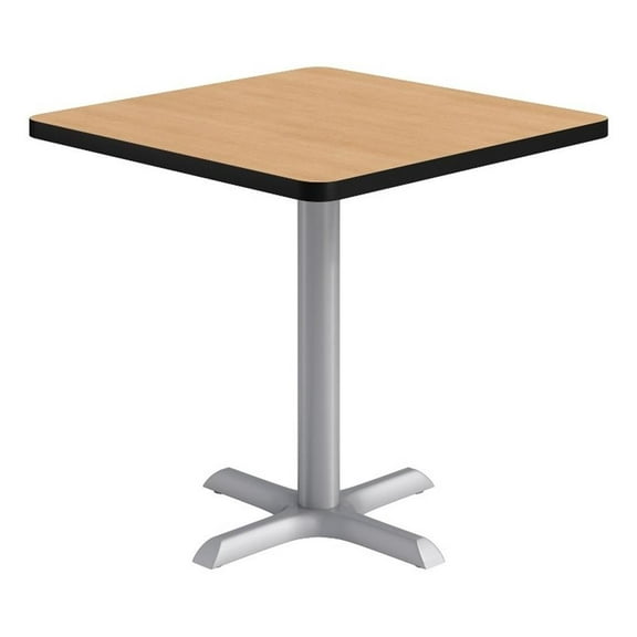 Pemberly Row 30" Square Dining Table - 29in H - Natural Top - Silver Base