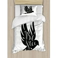 thumbnail image 1 of Saying Duvet Cover Set Twin Size, Motivational Saying Be Free Calligraphy on Silhouette of Flying Bird Print, Decorative 2 Piece Bedding Set with 1 Pillow Sham, Charcoal Grey White, by Ambesonne, 1 of 3