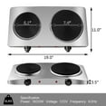 thumbnail image 2 of Costway 1800W Double Hot Plate Electric Countertop Burner Stainless Steel 5 Power Levels, 2 of 10