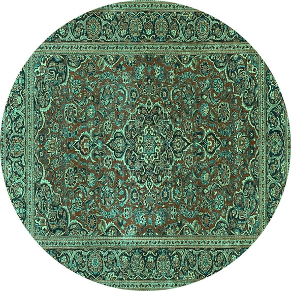 Ahgly Company Indoor Round Persian Turquoise Blue Traditional Area Rugs, 3' Round
