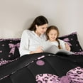 thumbnail image 5 of Castle Fairy Teens Black Pink Bow-Tie Bedding Comforter Set 2pcs,Animal Leopard Cheetah Print Twin Comforter Sets Microfiber,Old Fashion Dreamy Princess Breathable Bedding Set, 5 of 8