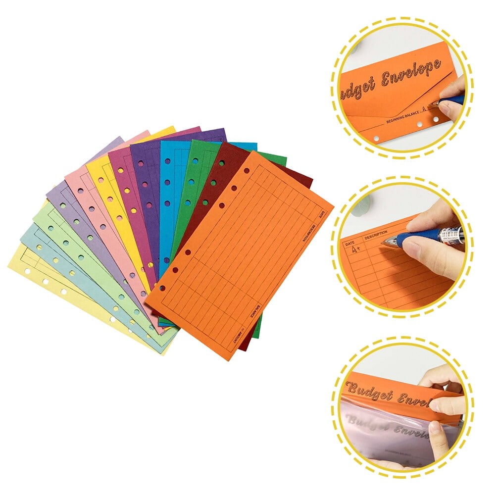 NICERIO High-Grade Paper Budget Envelops, Assorted Colors, Portable Expense Tracking, 12Pcs