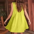 thumbnail image 4 of Fartey Mini Dresses for Women Cute Babydoll Dress Summer Sleeveless V Neck Sundress Fashion Solid Color Beach Dress Loose Flowy Pleated Dresses 2025 Yellow M, 4 of 7