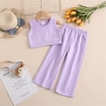 thumbnail image 5 of LUOGENLI Little Girl Outfits Size 5/6 Summer Summer Children's Clothes 2024 New Girls Fashion Casual Sleeveless Vest Solid Color Suit Wind Set 6-7 Years, 5 of 9