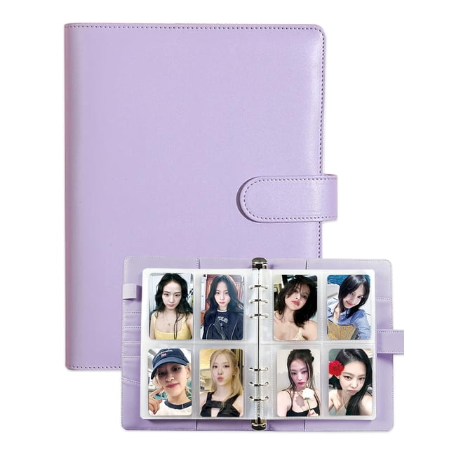 Álbum organizador de tarjetas Neffliwe A5 de cuero PU para 240 tarjetas, morado
