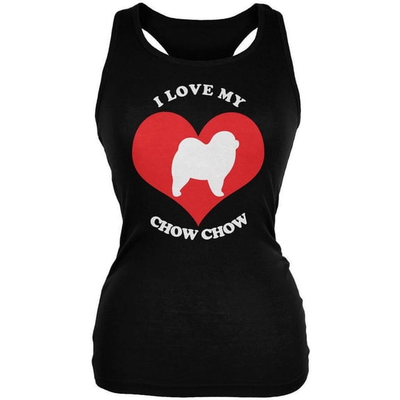 Valentines I Love My Chow Chow Black Juniors Soft Tank Top