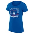 thumbnail image 2 of Women's G-III 4Her by Carl Banks Royal Los Angeles Dodgers Super-Slim Fit Lightweight Collage Team Graphic Crew Neck, 2 of 5