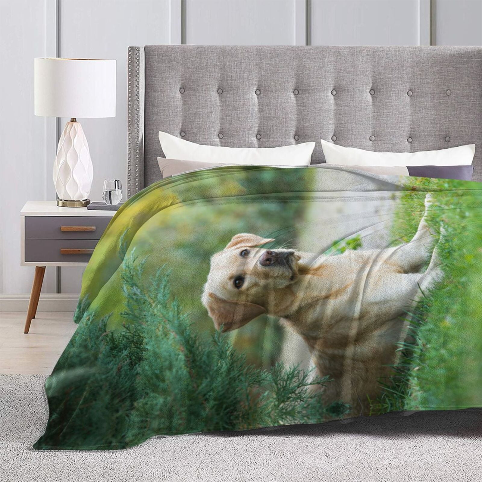 Wijzvio Labrador Retriever Dog Throw Blanket Soft Fuzzy Fleece Blanket For Couch Bed Living Room Decoration 60"X50"