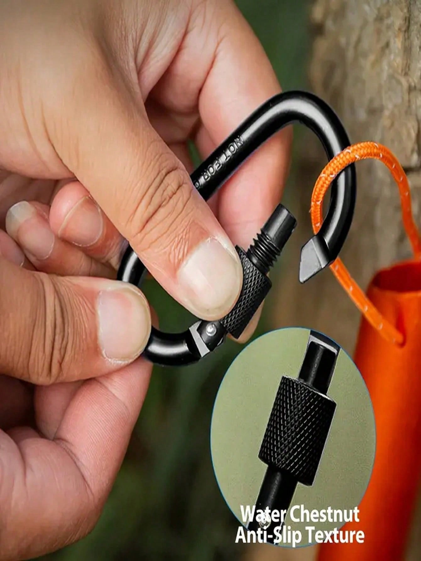 Locking Carabiner Clips, 6 Pack Heavy Duty D-Ring Carabiners with Screw Gate, Black Aluminum Alloy for Camping, Hiking, Backpack, Dog Leash
