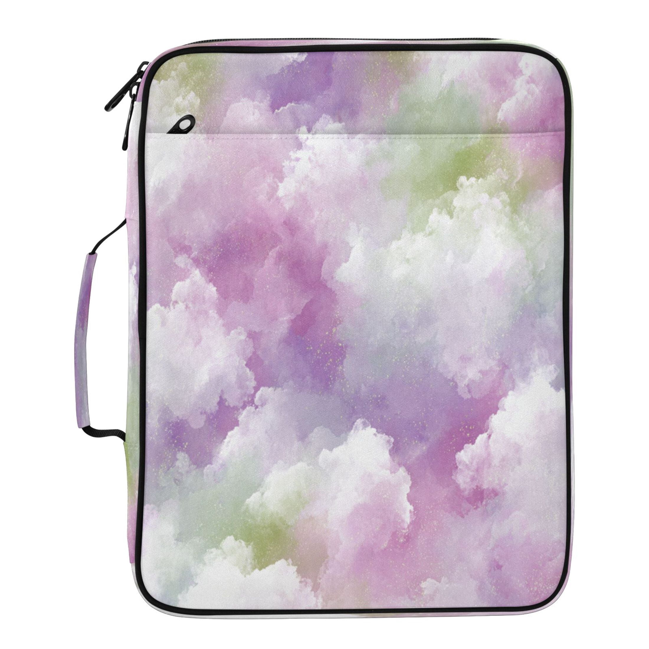 3 Ring Zipper Binder with Accordion File Organizer Waterproof Back to College Binder - 7 Layer Document Organizer for Study Home Office College Travel Supplies Soft Cloud Glimmer