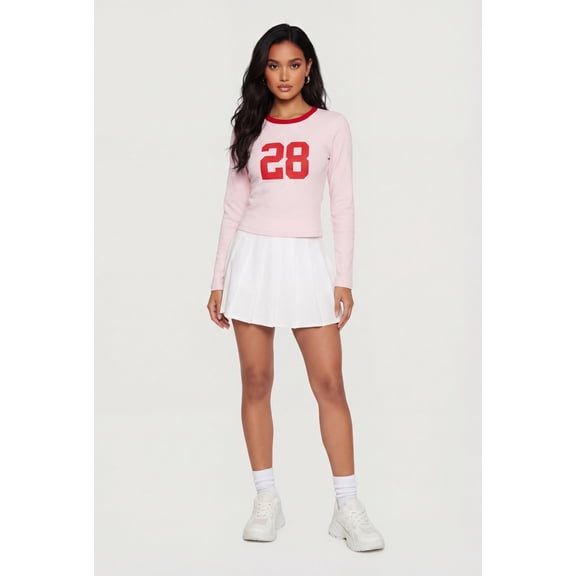 Women's 28 Graphic Long Sleeve Crew Neck Top