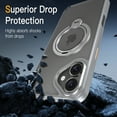 thumbnail image 5 of CASEFIV for iPhone 16 Case,360° Rotatable Ring Holder Kickstand,Compatible with Magsafe, Slim Shockproof Translucent Matte Hard Back Soft Edge Anti-Fingerprint,Gray, 5 of 8