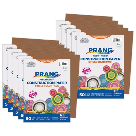 Prang Construction Paper, Medium Weight, Brown, 9" x 12", 50 Sheets Per Pack, 10 Packs