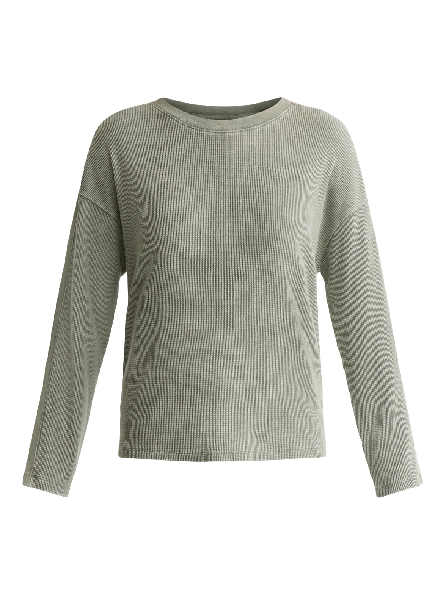 Time and Tru Women's Boxy Thermal Tee with Long Sleeves, Sizes XS-XXXL