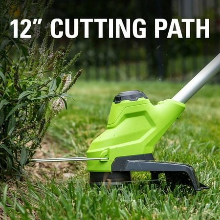 Greenworks - TORQDRIVE 24-Volt 12-Inch Cutting Diameter Straight Shaft Grass Trimmer and Edger (1 x 2.0Ah Battery and 1 x Charger) - Black/Green