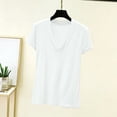 thumbnail image 2 of SHTXOZHI Womens Deep V-Neck Shirts Short Sleeve Solid Color Fitted Tees Casual Sport Basic Layering Tops, 2 of 5