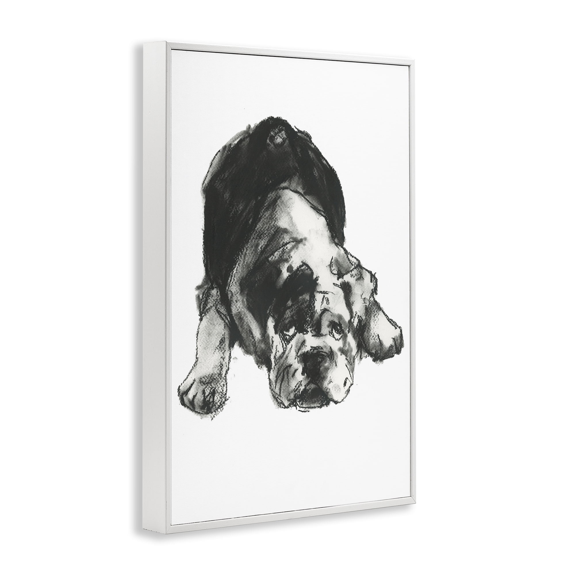 Stupell Industries Bulldog Drawing Portrait Animals & Insects Drawing White Framed Art Print Wall Art, 16 x 24