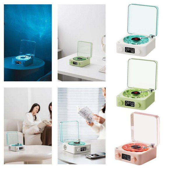 HLONK The Waves Vinyl Record Player with Light Retro Waves Speaker The Waves Vinyl Player Vinyl Bluetooth Speaker Stereo Sound Sleep Aid Wireless Bluetooth Speaker Home Audio Record Playe