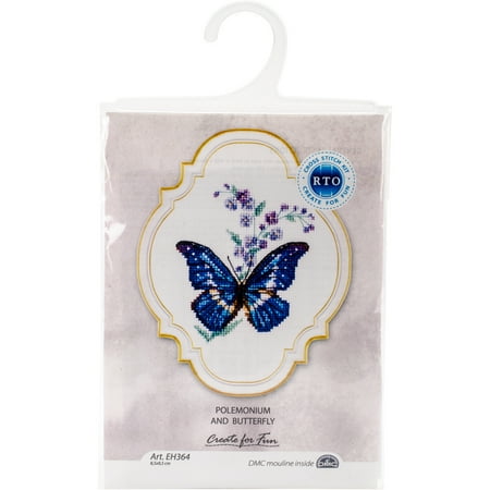 UPC: 4743348400021 | RTO Counted Cross Stitch Kit 3.25 X3.75 -Polemonium & Butterfly (16 Count)