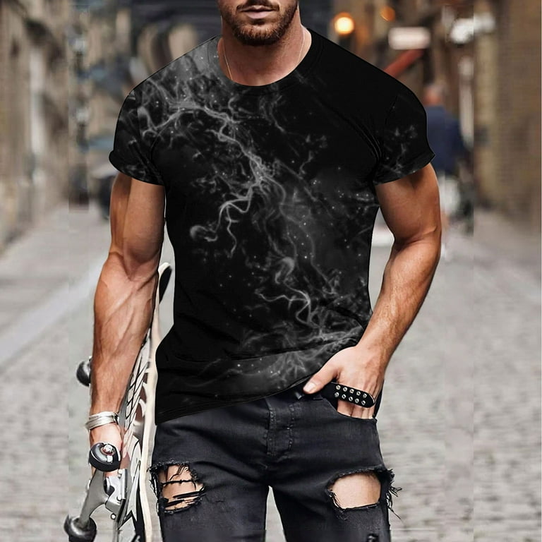 Txeol Big and Tall T Shirts for Men Graphic Tees Mens Novelty T Shirts 2024 Summer Round Neck Short Sleeve 3D Graphic Printing Casual T Shirts Tops Clearance Sale Walmart