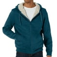 thumbnail image 2 of Domzest Men's Hoodies Solid Color Thermal Sherpa Lined Hooded Sweatshirts Relaxed Fit Full Zipper Drawstring Jackets Winter Casual Coats with Pockets Blue S, 2 of 9