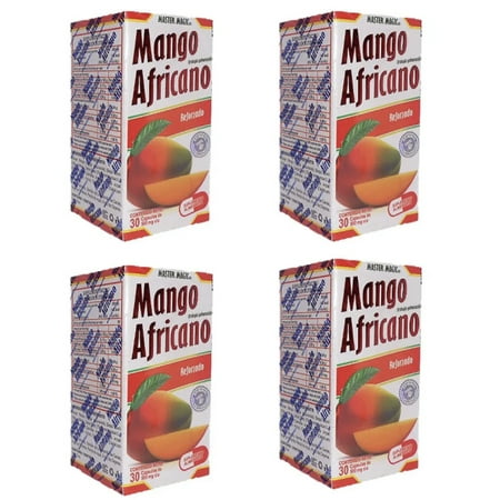 Mango Africano Natural Weight Loss Dietary Supplement 30 Capsules 500mg (4 PACK) Suplemento dietético de pérdida de peso natural Mango Africano 30 cápsulas 500 mg (paquete de 4)