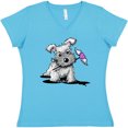 thumbnail image 3 of Inktastic Schnauzer with Heart Women's V-Neck T-Shirt, 3 of 5