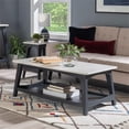 thumbnail image 2 of Linon Table Basse Pace Dessus en Marbre Blanc Base/étagère en Bois Fini Gris Rustique, 2 of 9
