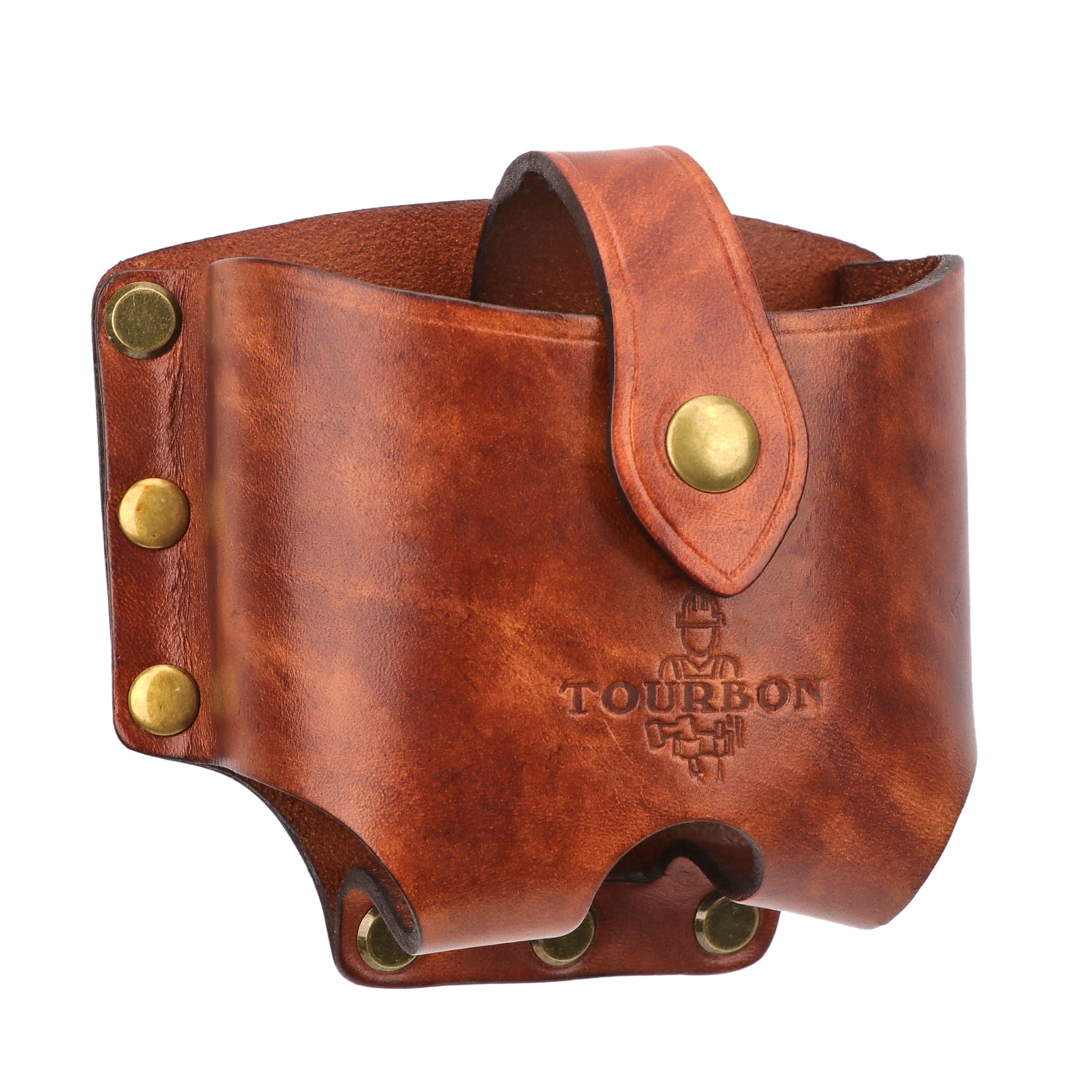 TOURBON Leather Tape Measure Holder Tool Tape Measuring Holster Pouch Clip-on Belt for Carpenters Electricians Woodworking Brown