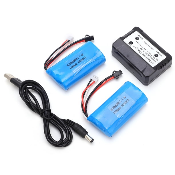 Batería Lipo 7.4V 1500mAh 15C Para Coches RC Y Barcos – Recargable Y Fácil De Instalar (2 Unidades + Cable)
