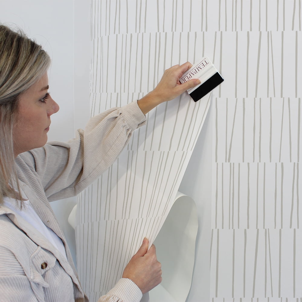 Tempaper x Bobby Berk Shift Gray and White Removable Peel and Stick Wallpaper, 20.5" x 16.5'