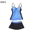 thumbnail image 2 of Traje de baño de dos piezas para mujer, push up, estampado, tankini, azul, 2 of 7
