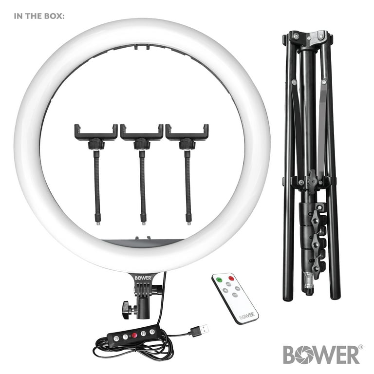 Bower Brand 16-inch White and RGB LED Ring Light Kit with Tripod; Black