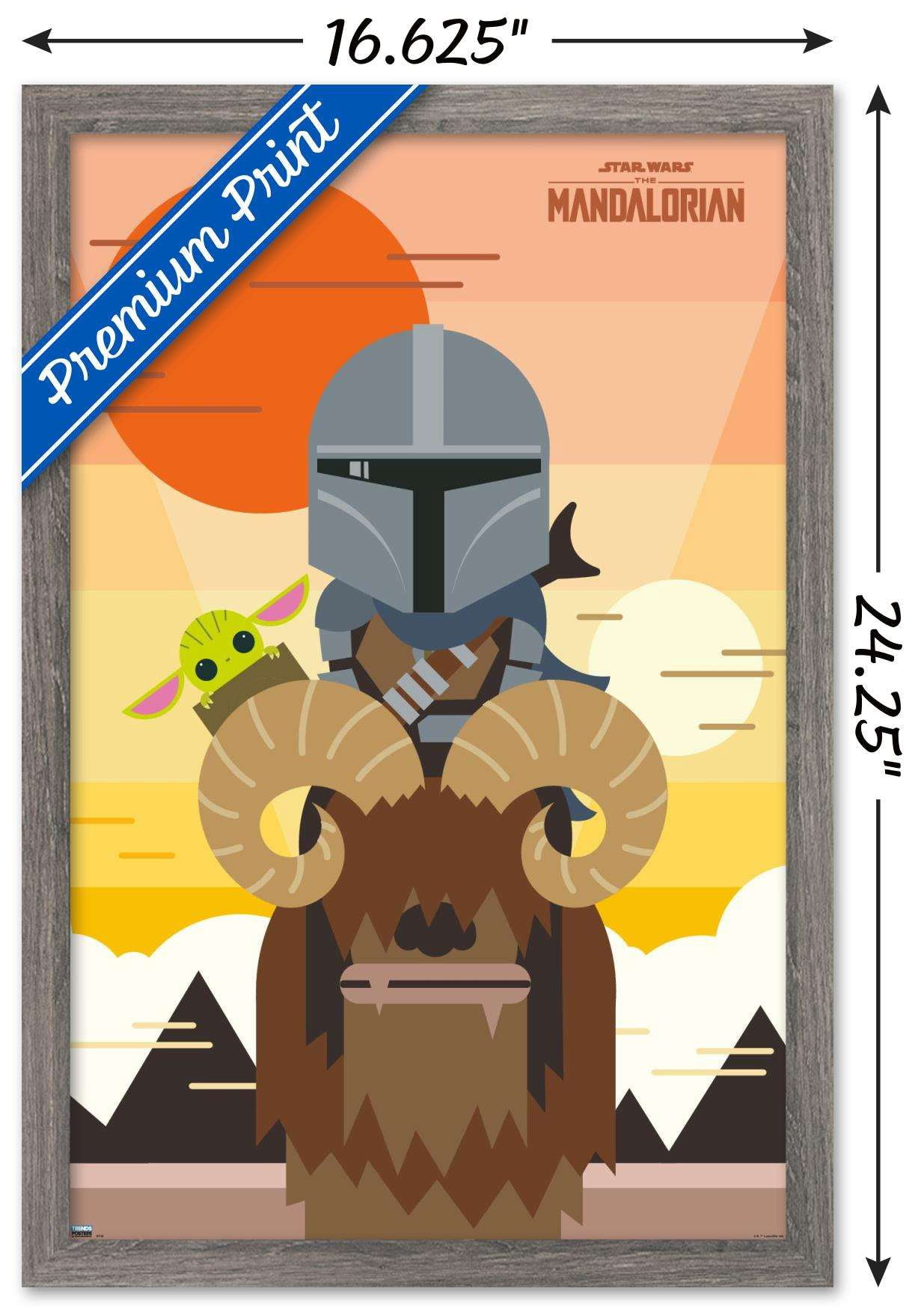 Star Wars: The Mandalorian - Geo Pop Sunset Wall Poster, 14.725" x 22.375", Framed