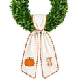 thumbnail image 7 of Fall Pumpkin Embroidery Wreath Sash for Front Door and Mantel - Linen Fabric Ribbon with Scalloped Edges, Reusable Thanksgiving Decor, Knot Wrap for Wreaths T, 7 of 7