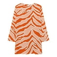 thumbnail image 3 of Tiger Print Orange Loose Dress Evening Dress Summer Dresses for Women Luxury Dress Long Sleeved Dress, 3 of 4