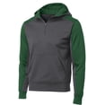 thumbnail image 5 of Sport-Tek Tech Fleece Colorblock 1/4 Zip Hooded Sweatshirt-S (Graphite Heather/ Forest Green), 5 of 6