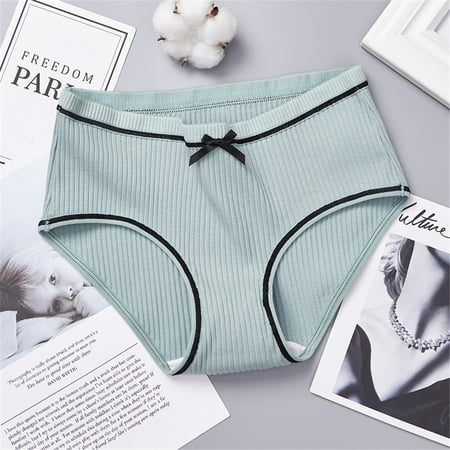

Pxiakgy intimates for women Women s Underwear Mid Waist Briefs Breathable Soft Ladies Stretch Panties Light green + One size