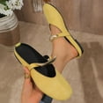thumbnail image 2 of Hopeusnice Slippers for Women Trendy Non-Slip Breathable Closed-Toe Sandals Soft Flat Heel Women's Slippers Flock Materials Summer And Fall Shoes Round Toe Outdoor Shoes Yellow 43, 2 of 9