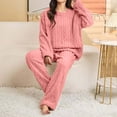 thumbnail image 4 of lcziwo Womens Plush Pajama Set Winter Warm Fleece Lounge Sleepwear Soft Fluffy Pjs 2 Piece Loungewear Fuzzy Ribbed OutfitsPink,Free Size, 4 of 10