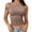 Brown, variant on Essentials Womens Tees Tops Basic Shirts Off Shoulder Knotted Summer Solid Sleeveless Cropped Fall Winter Clothes