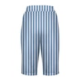 thumbnail image 5 of KIJBLAE Women's Knee Length Lounge Shorts Striped Drawstring Bermuda Shorts Summer Sleepwear Pajama Shorts Soft Comfy Lounge Capri Trunks Sky Blue S, 5 of 5