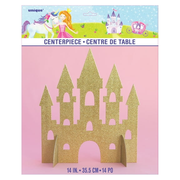 Magical Princess Castle Centerpiece Decoration, 14 in, Gold Glitter, 1ct