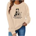 thumbnail image 2 of BXJX Women's Round Neck Christmas Print Sweatshirt- Casual Winter Holiday Loose Fit Christmas Pullover Tops Khaki Size L, 2 of 8
