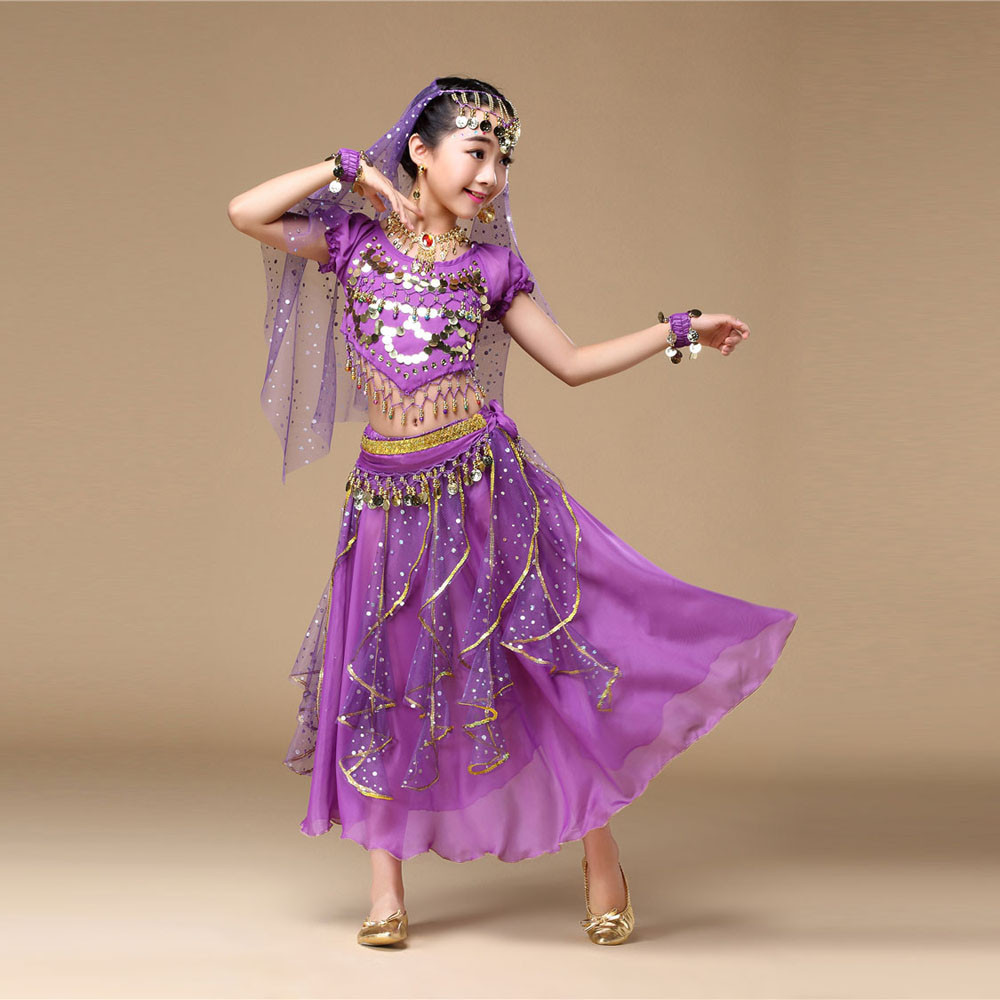 Hunpta Kids' Girls Belly Dance Outfit Costume India Dance Clothes Top+Skirt - image 5 of 8