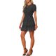 thumbnail image 4 of Vestido de gasa de mujer INSPIRE CHIC con mangas fruncidas, lazo en el cuello, cintura elástica, mini vestido de lunares negro M, 4 of 6